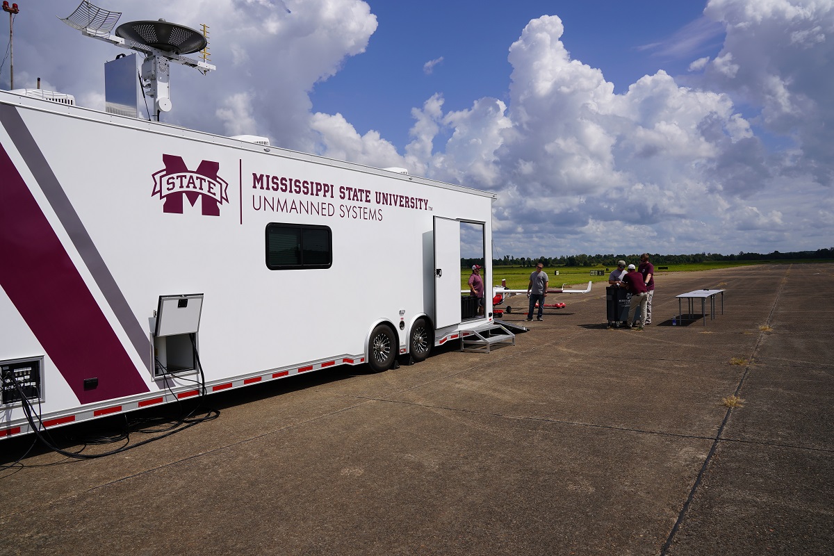 A ground control station sits outside prior to research testing. 